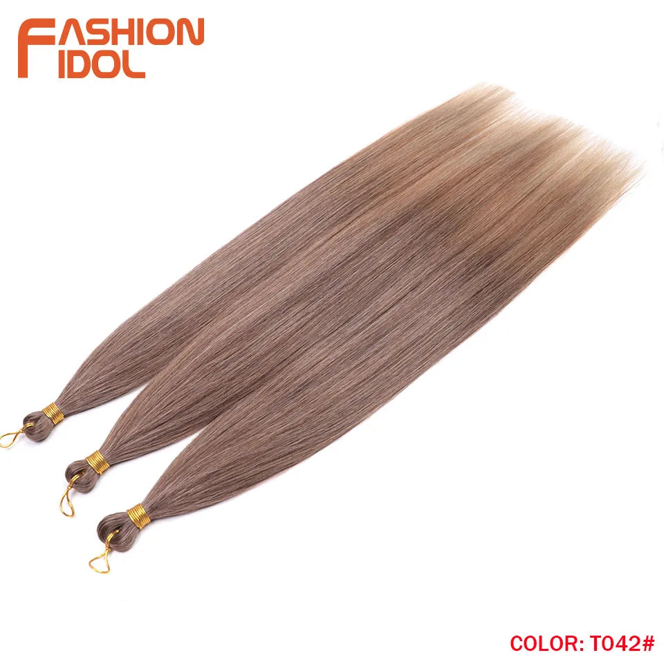 Ariel Straight Hair Bundles Crochet Braids Hair Synthetic 28 Inch 3PCS Braiding Hair Ombre Blonde Yaki Crochet Hair Extensions