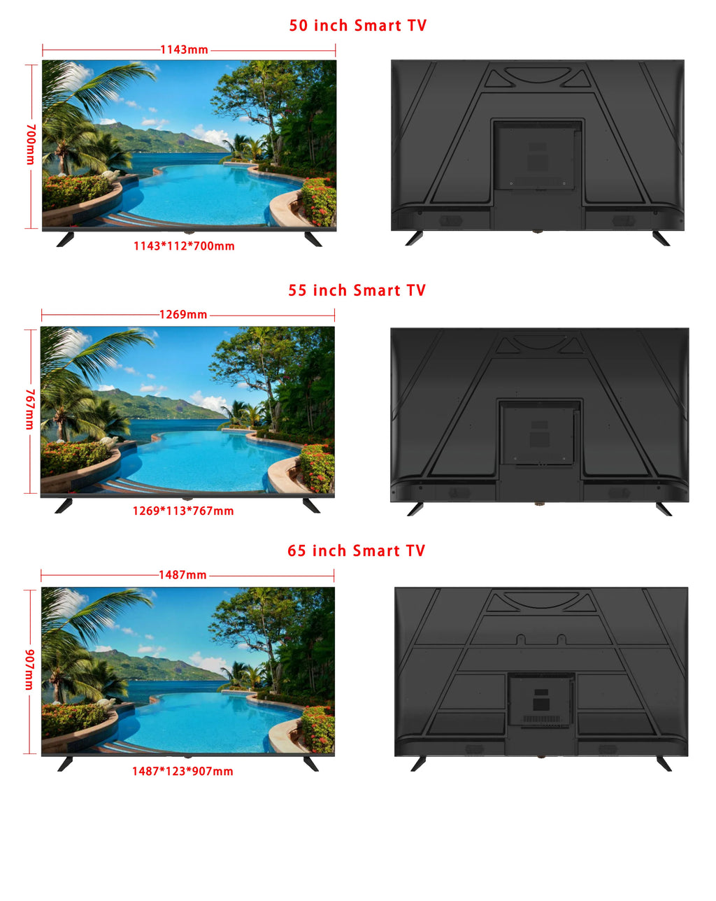 LED Smart TV with WiFi & for Bluetooth 4K UHD Frameless TV Available in Sizes 32inch and Larger for Hotels