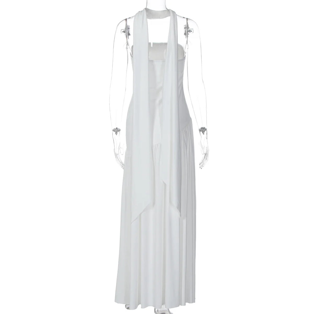 Giyu Sexy Evening Party Dresses Women 2025 Autumn Summer Maxi Long Dress Elegant Strapless Split Backless Pleated Dress