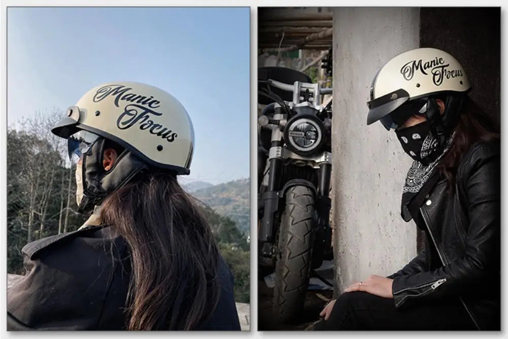 HEROBIKER Retro Half Motorcycle Helmet (DOT, HD Visor)