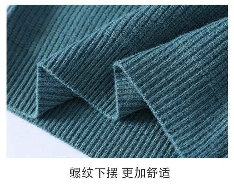 Autumn Winter New Men Sweater Mock Neck Patchwork Contrast Color Trend Youth Fashion Thicken Long Sleeve Pullovers Knitted Tops