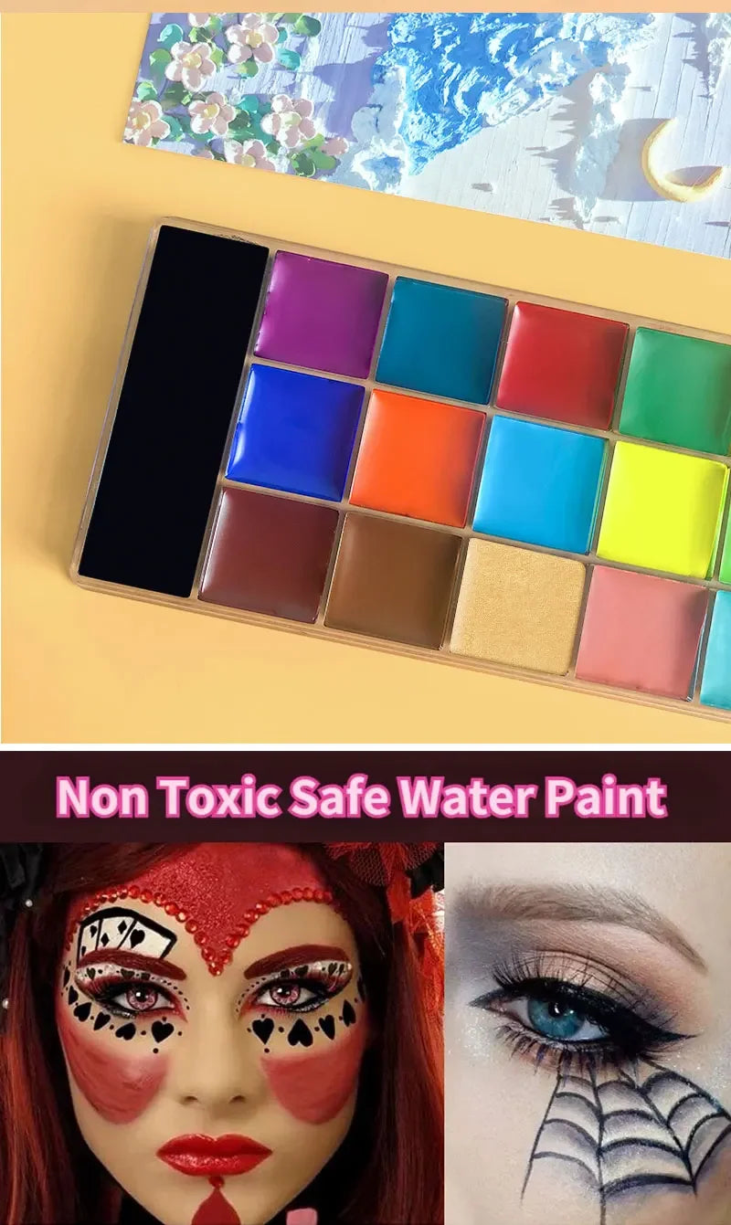 20 Color Sfx Children's Adult Painting Set Halloween Party Makeup Fancy Dress Beauty Palette Face Body Painting Oil and Brush