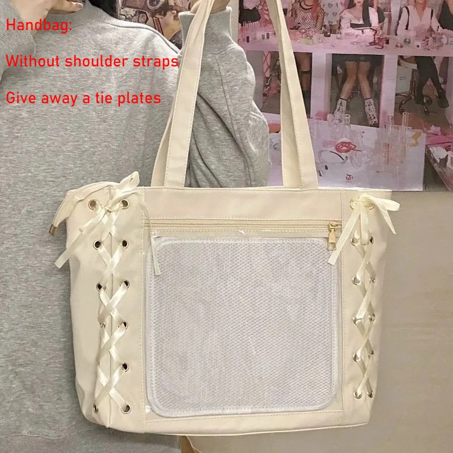 New Original Spicy Girl Cool Ita Bag Large Capacity Transparent Pain Layer Crossbody Bag Love Chain Ulzzang Shoulder Bag Handbag
