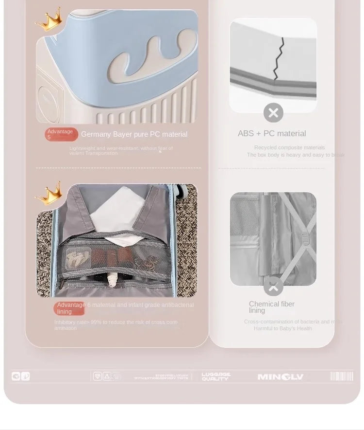 2025 New suitcase for children can Sit 20/22 inch Ride on Luggage Front Opening Sturdy Thickened Travel suitcase with Cup Holder