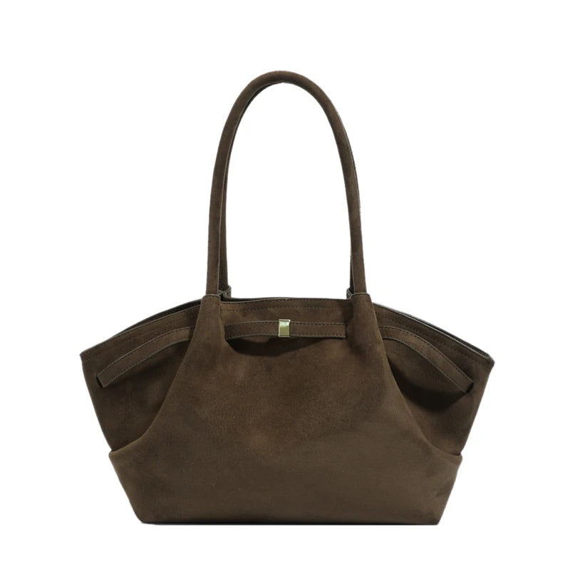 2025 Women Suede Tote Bag with Inner Pocket Underarm Bag Large Capacity Solid Color Satchel Bags for Work Travel Purses Handbags