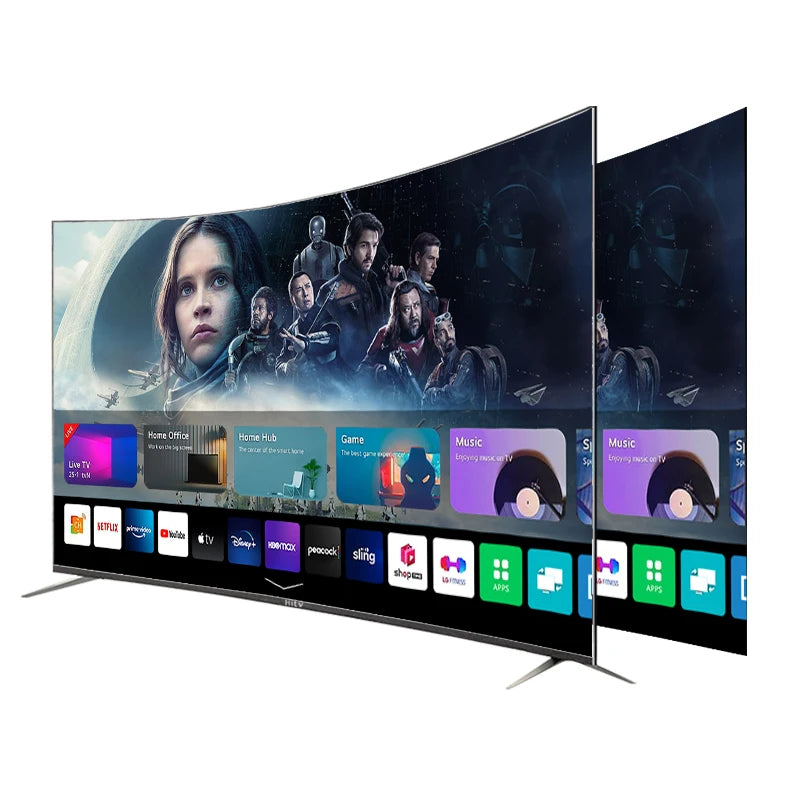 65 Inch Curved Smart Android TV, 4K Ultra HD LED Television with Ultra-Thin Bezel, Netflix YouTube Supported