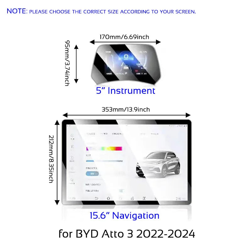 Tempered Glass Screen Protector – BYD Atto 3 / Yuan Plus (2022–2025)