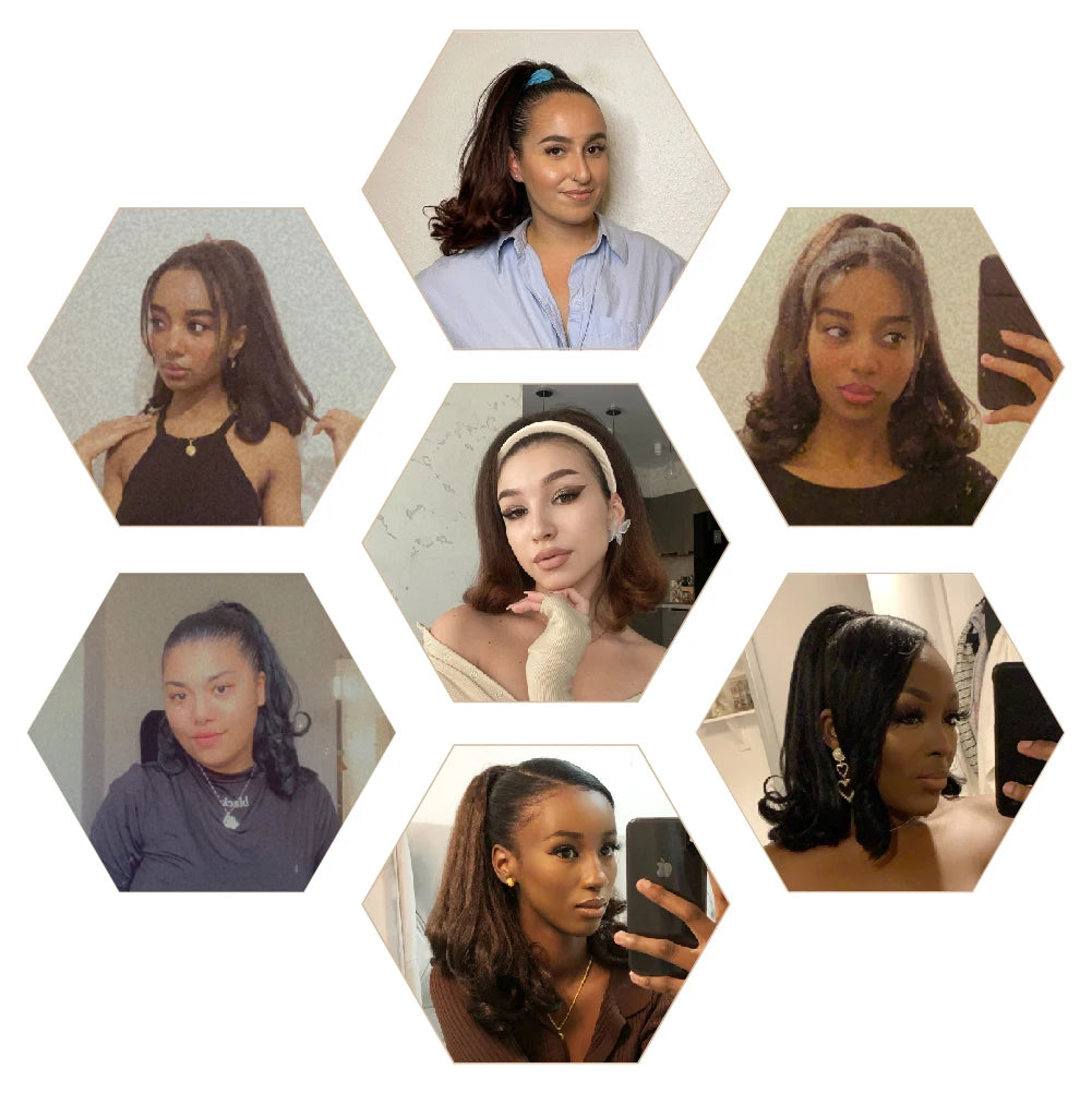 Lydia Tail Warping Synthetic Kinky Straight Hairpiece Stylish High-Volume Curly Clips-in Natural Looking Drawstring Ponytail