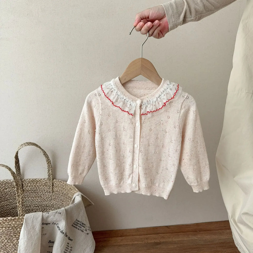 2026 Spring Baby Girls Clothes Single Breast Girls Knitwear Hollow Out Girls Sweaters Thin Style Girls Clothing