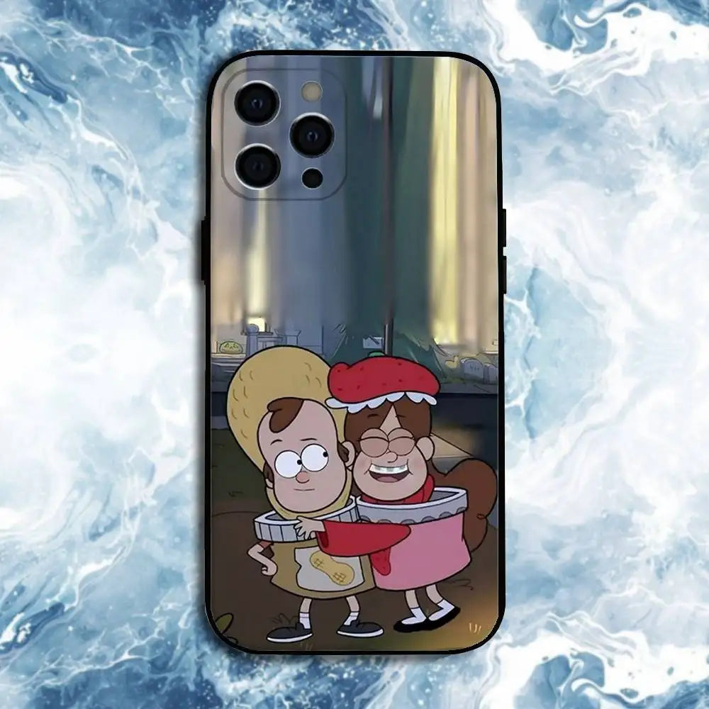 Gravity Falls  Phone Case For iPhone 16,15,14,13,12,11 Plus,Pro Max, Soft Silicone Black Cover