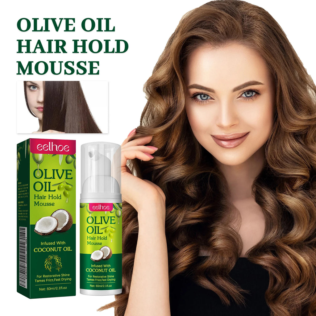 EELHOE Olive Oil Hair Hold Mousse — Anti-Frizz, Curl Defining & Nourishing Styling Foam (60 ml)