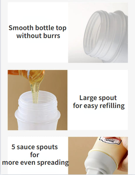 Porous Squeeze Sauce Bottle 350ML Tomato Honey Salad Dressing Container Kitchen Condiment Dispenser for Ketchup BBQ Sauces Oil