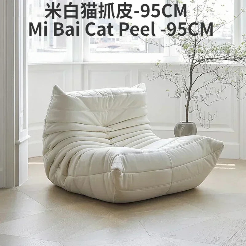 Single Casual Sofa Chair with Cat Scratch Leather Nordic Togo Lazy Caterpillar Sofa Bedroom Living Room Balcony Suede Sofa