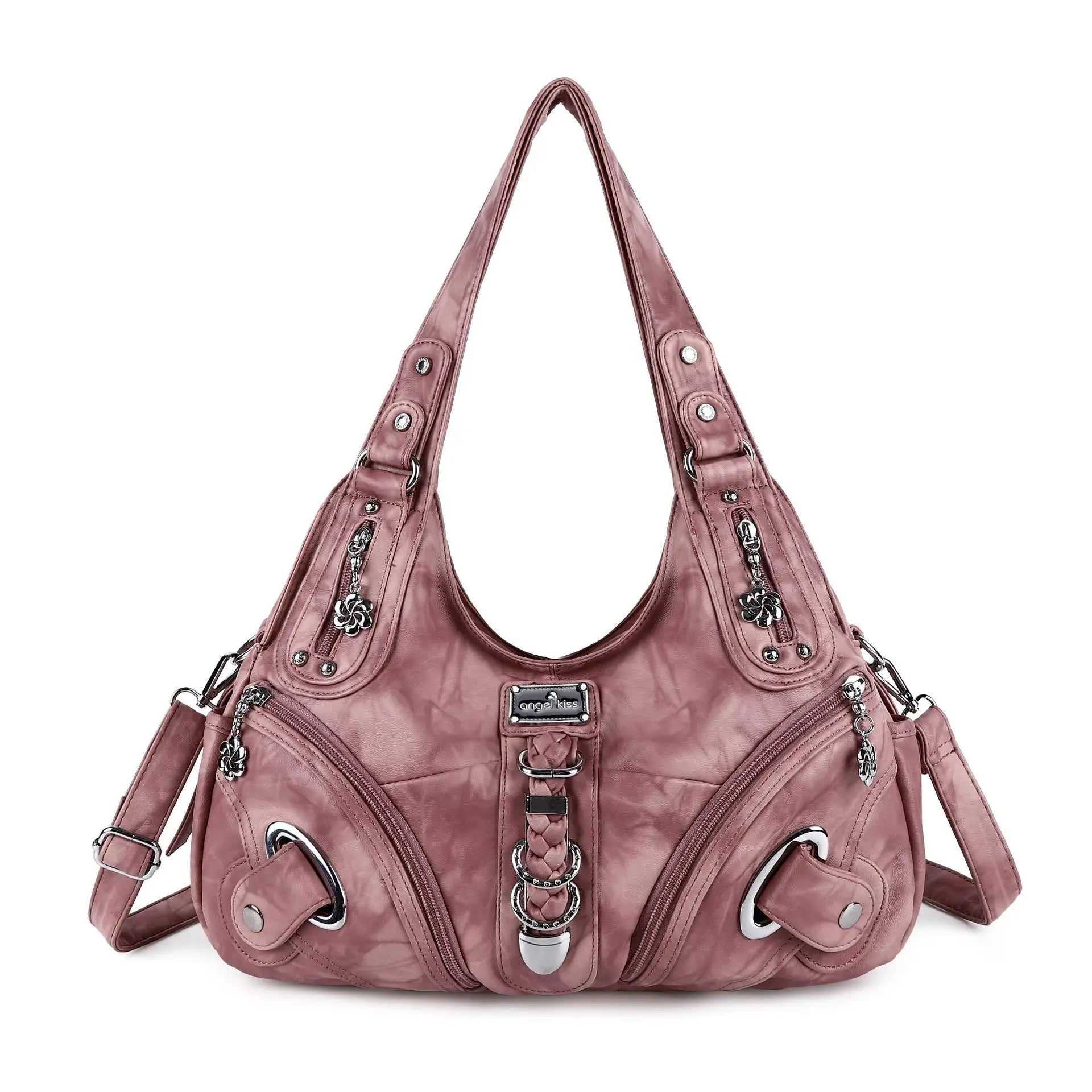 Angel kiss Women Handbags Fashion Shoulder Bag Large Black Tote Top-handle Shopping Pack Multiple Pockets Satchel Lady  Purse