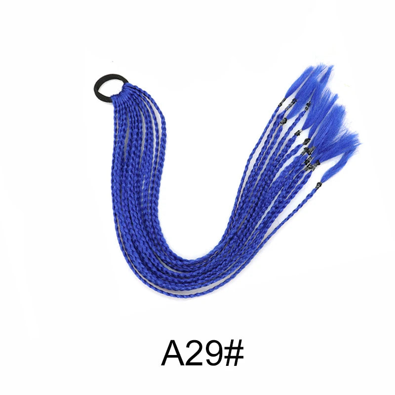 WIGSIN 24Inch Synthetic Long Ombre Rainbow Box Braid Ponytail Hair Extension for Women Rubber Band Hairstyle for Women