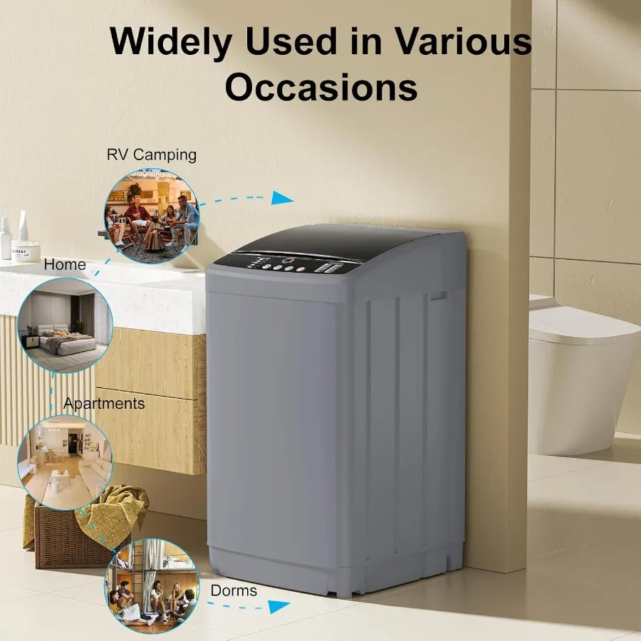 21lbs FullAutomatic Washing Machine 2.5 Cu Ft Portable Washer with Drain Pump 10 Wash Programs 8 Water Levels Compact Washer an