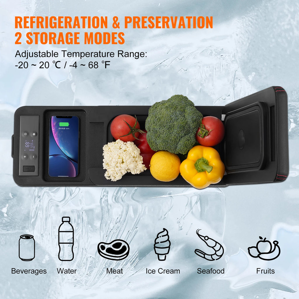 SucceBuy 8L Car RefrigeratorCar Armrest Refrigerator Fridge 8L Single Zone Freezer -4℉-68℉ Adjustable Range 12/24V DC and Cooler