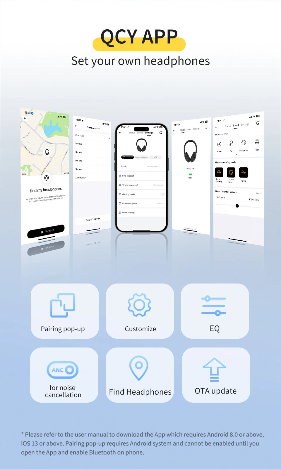 QCY H3 Lite ANC Wireless/Wired Headphones (BT 5.3, 60H)