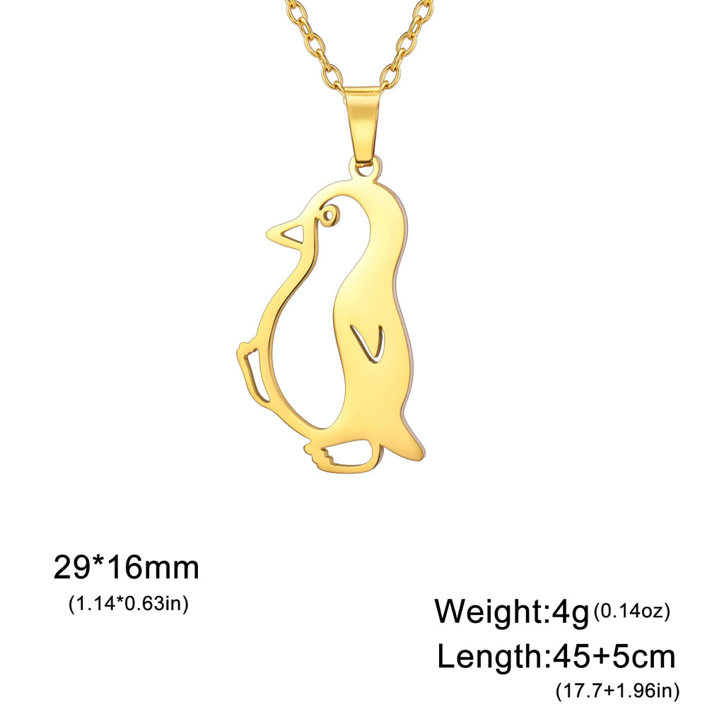 Walking Penguin Pendant Necklace | Stainless Steel Animal Chain for Women