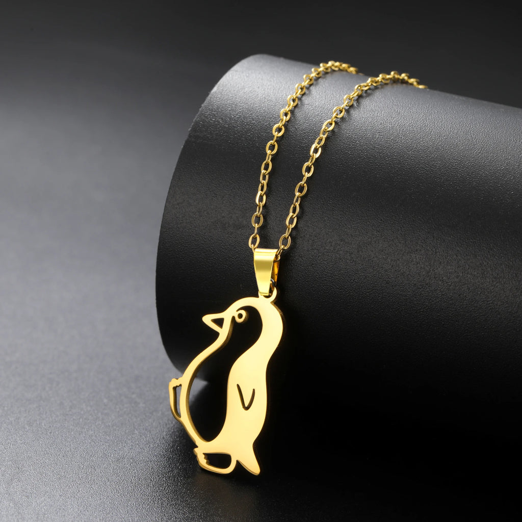 Walking Penguin Pendant Necklace | Stainless Steel Animal Chain for Women