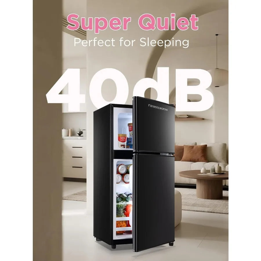 3.5 Cu.Ft Compact Refrigerator with Freezer 2Door Mini Fridge Featuring Adjustable Thermostat for Dorm Office Bedroom RV Use Bl