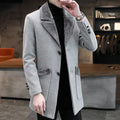 2025 Winter Men Plush Jacket Turn Down Collar Pocket Male Coat Single-breasted Long Sleeve Mid Length Business Man OverCoat