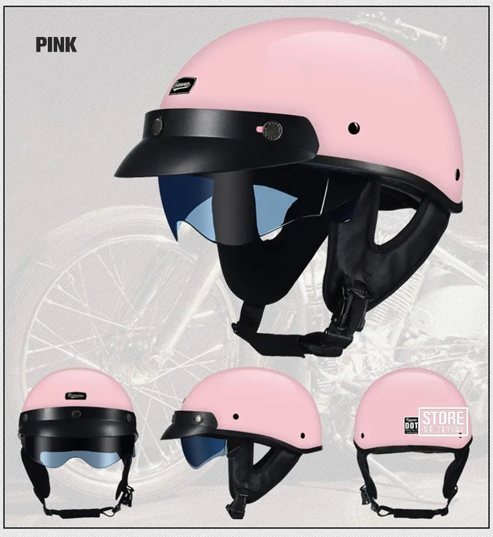 HEROBIKER Retro Half Motorcycle Helmet (DOT, HD Visor)