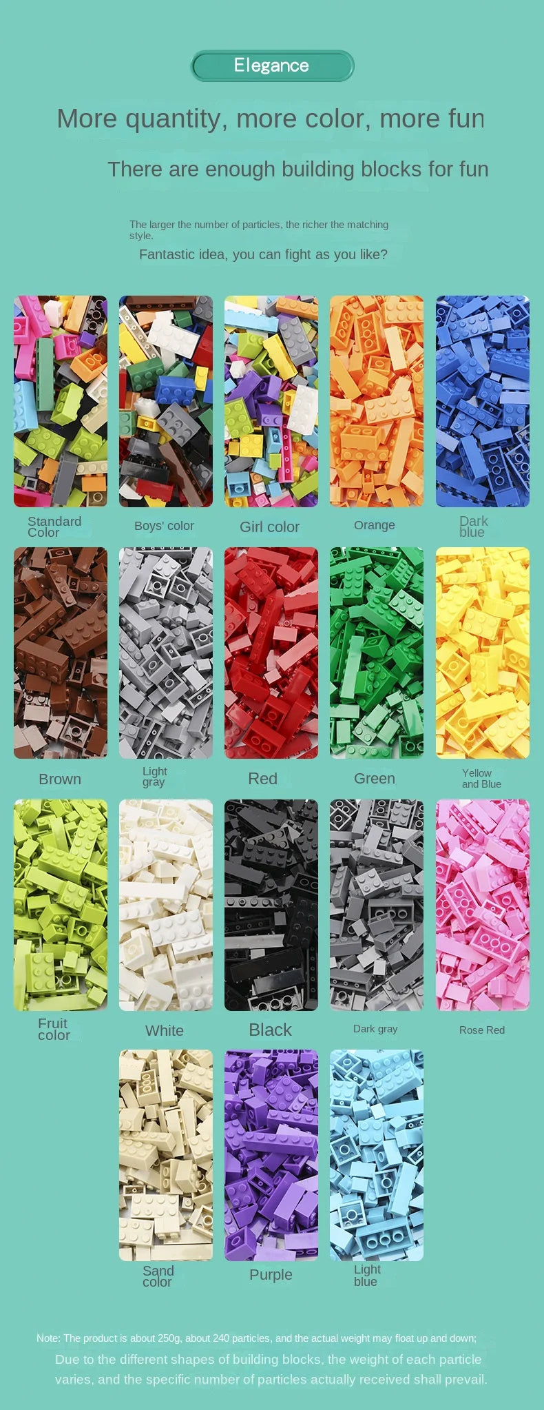 125/250g DIY Building Blocks Bulk Lot Pack Sorte Thick Bricks Block Plate Toys Small Particles Bulk Fit Legoeds Gift for Kids