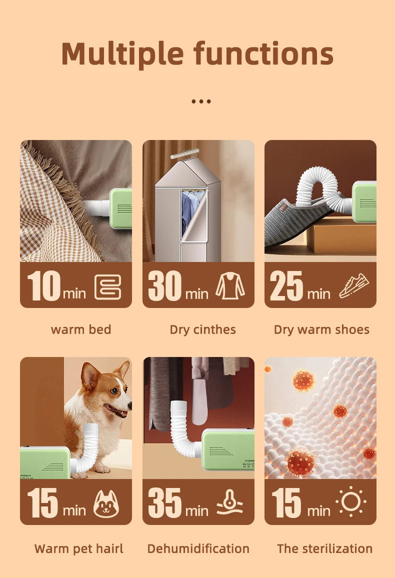 110V/220V Electric Clothes Dryer Laundry Multifunction Quickly Drying Clothes Shoes Warm air Clothes Dryer Heater Drying Machine