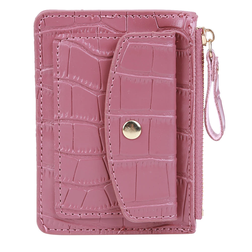 Women Small Coin Purse PU Leather Fashion Short Wallet Solid Color Casual Money Wallet Daily Bag for Ladies