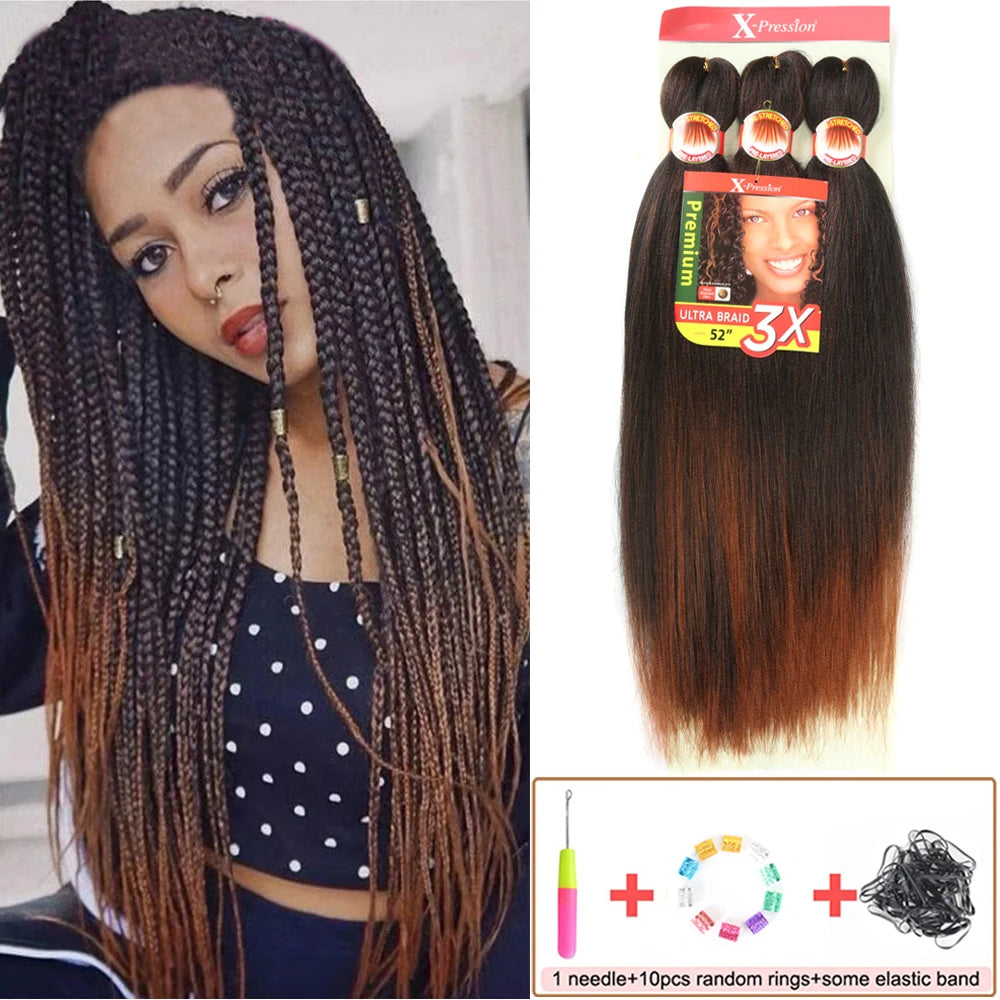 Braiding Hair Pre Stretched 26 Inch 3 Packs Yaki Braiding Hair For Braids Hot Water Setting Synthetic Crochet Hair Extensions
