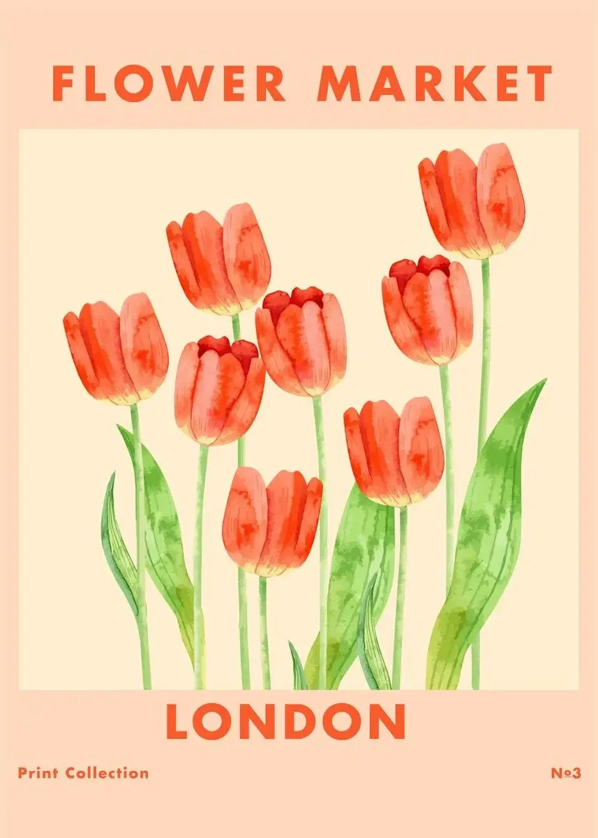 Boho Flower Market Retro Wall Art – Minimalist Canvas Print