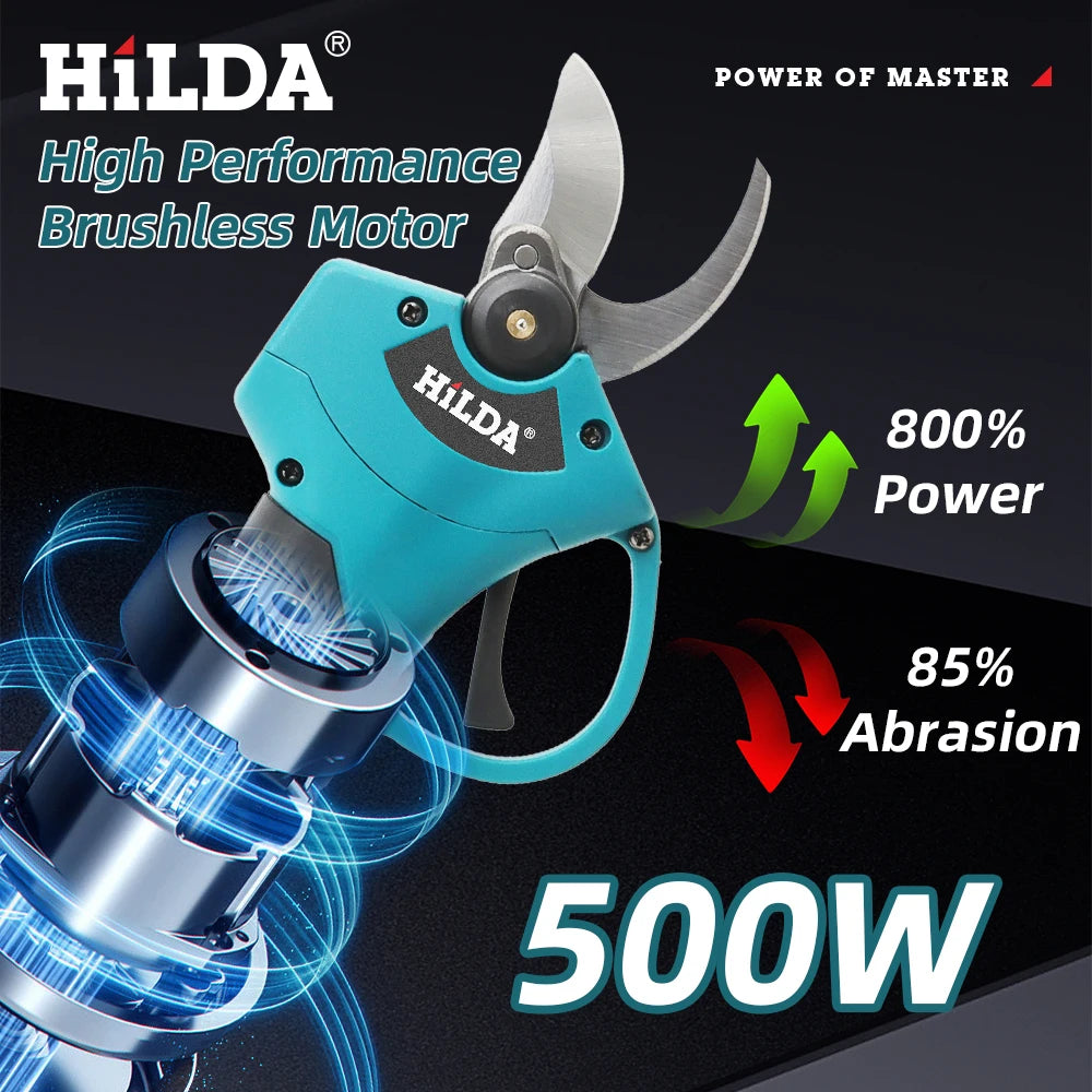 HILDA Brushless Electric Pruning Shears Cordless Fruit Tree Branches Scissors Power Tool For Makita 18V Battery