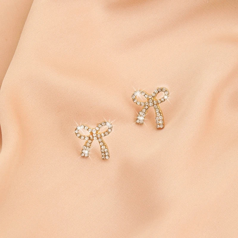 Light Luxury Bowknot Drop Earrings | Elegant Long Bow Studs for Women
