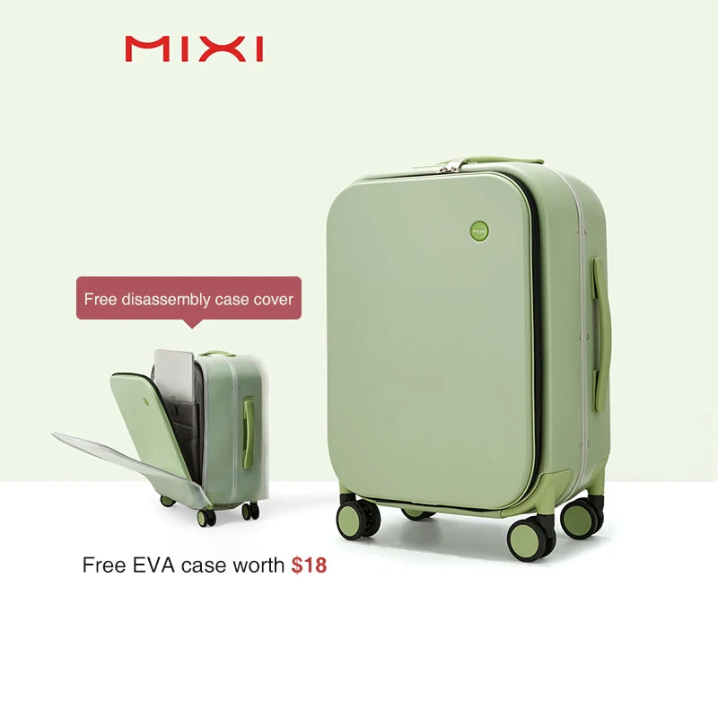 Mixi M9260 Aluminum-Frame PC Carry-On | Full-Front Quick Access, TSA Lock, 8 Spinner Wheels (18/20/24″)