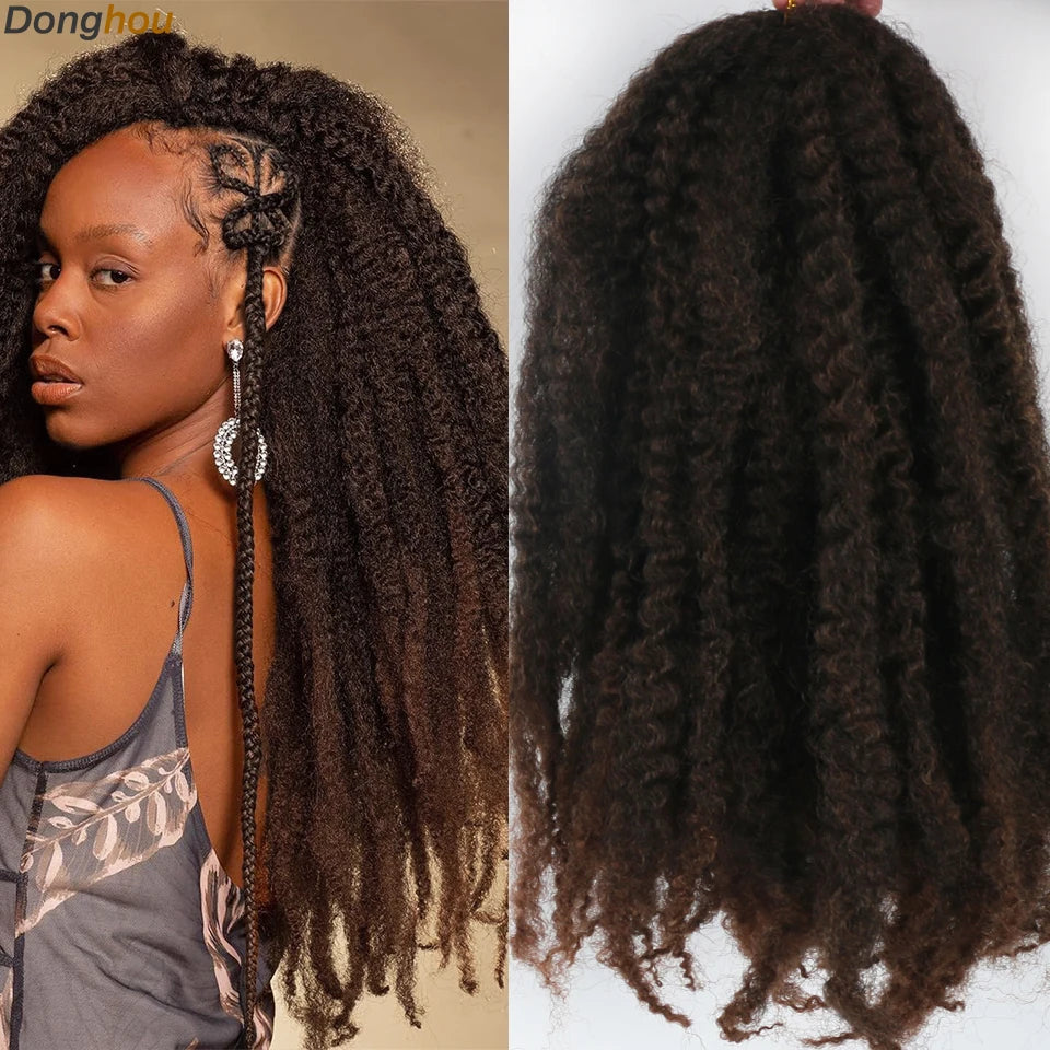 DONGHOU Marley Twist Braiding Hair — 18" Synthetic Afro Twist for Faux Locs & Crochet (1–6 Packs)