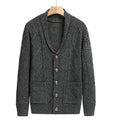 New Men's Knitted Cardigan, Youth Lapels Long Sleeve Coat, Men's Sweater Casual, Camel Black Gray Warm Sweater