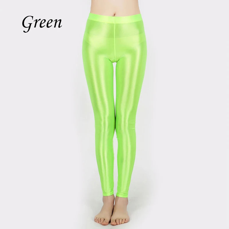 GlossFit™ Satin Shiny Leggings — High-Waist Slim Glossy Yoga Pants for Women
