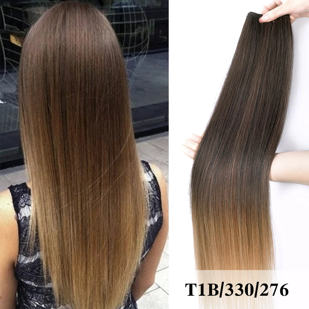 Bone Straight Synthetic Hair Bundle 26Inch Super Long Natural Hair Extensions For Black Women Yaki Straight Hair Weaving Fake