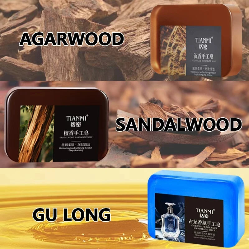 Men's handmade soap, cologne soap, agarwood soap, last soap, three in one, cleanses the face, hair, bathes the whole body,