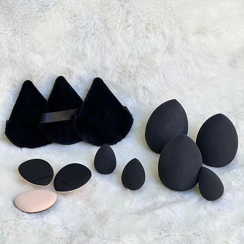 12 Pieces Powder Puff Face Triangle Makeup Sponge Soft Velour Puffs for Loose Powder Setting Powder Blender Foundation Sponge Be