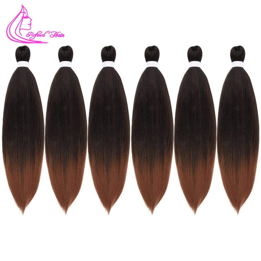 Refined Hair Pre-Stretched EZ Braid — 26" Ombre Brown Synthetic Braiding Hair