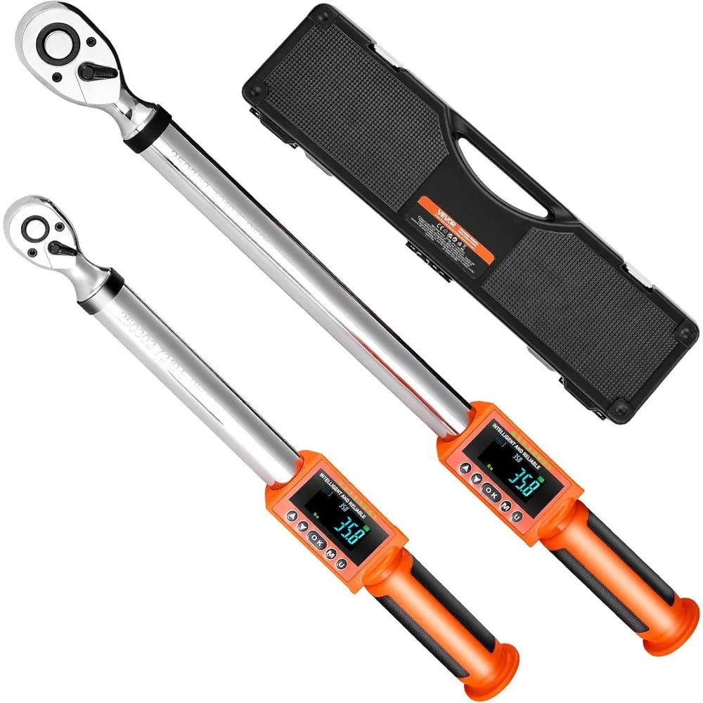 Digital Torque Wrench Set, 1/2" & 3/8" — ±2% Accuracy, LED, 5 Units, Cr-Mo Steel