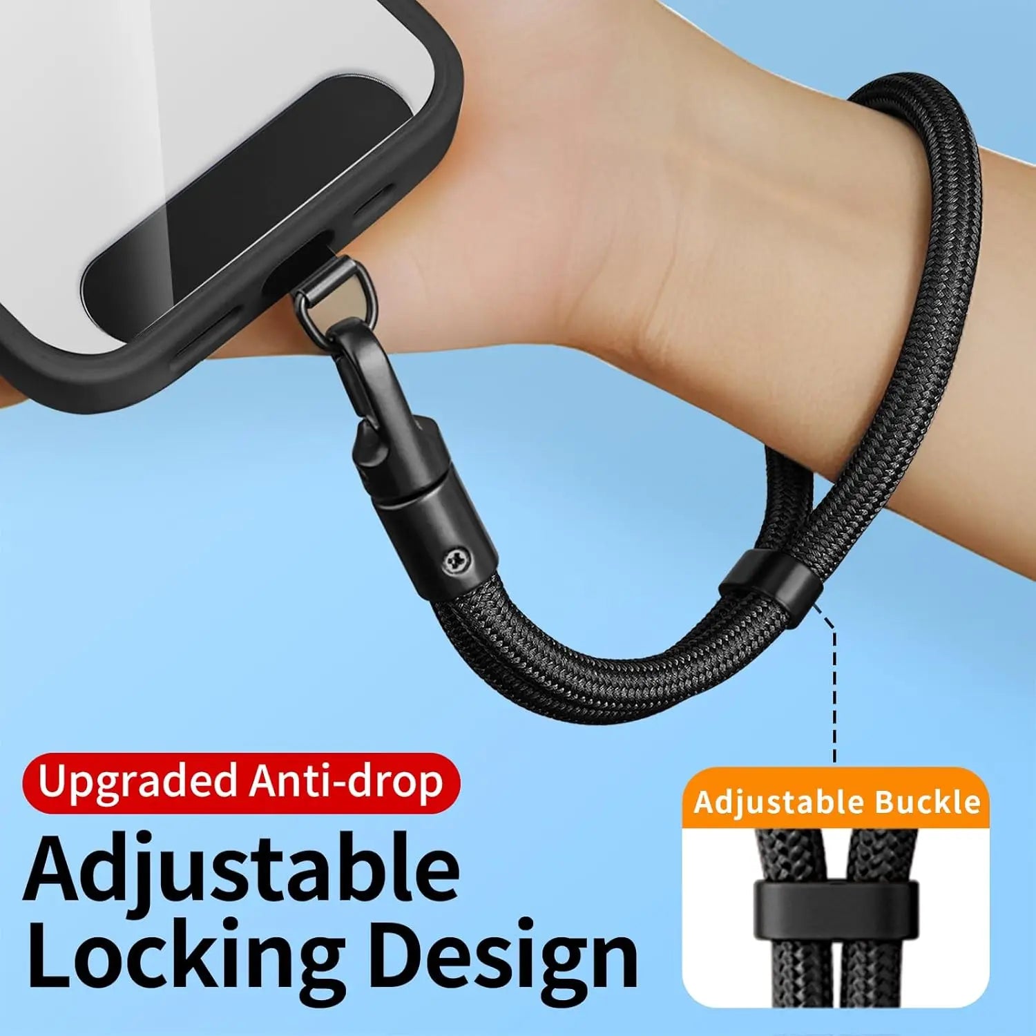 Universal Adjustable Mobile Phone Lanyard Short Wrist Strap with Self-locking Anti-drop Design Durable Polyester Phone Strap