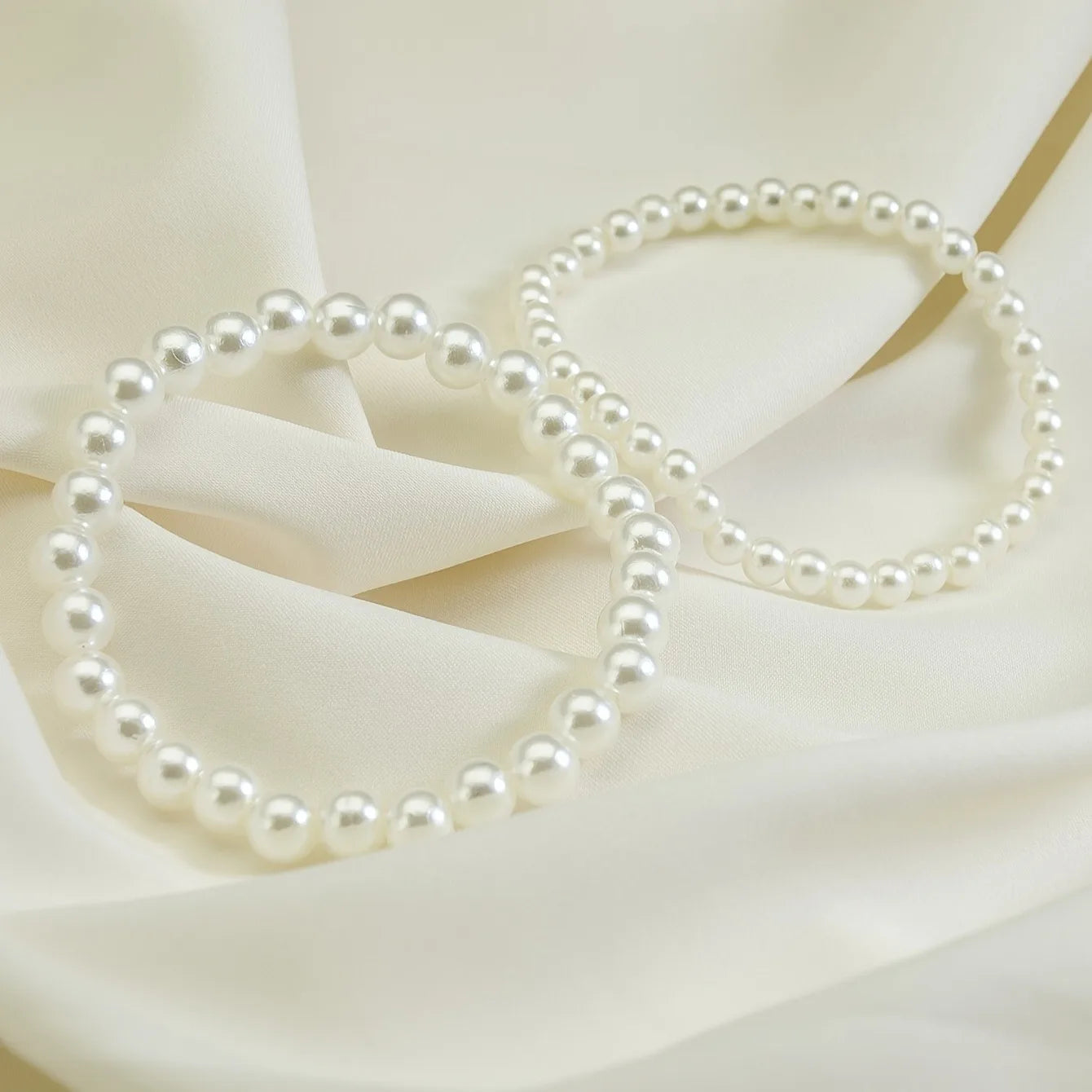 2-Piece Imitation Pearl Bracelet Set | Boho Minimalist Elastic Bracelets for Women