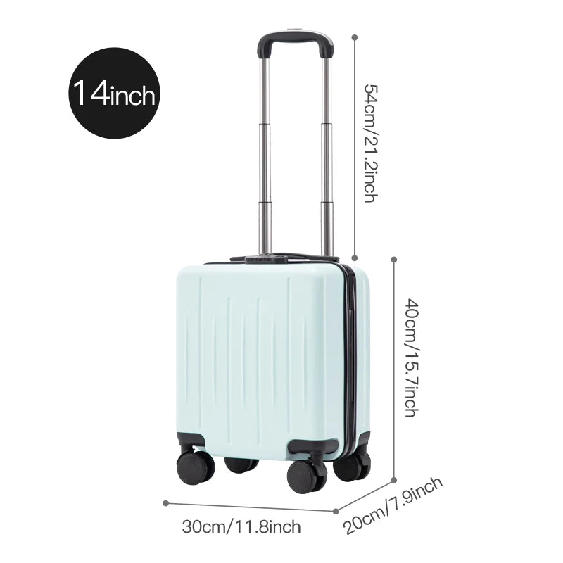 14-Inch Luggage Fashion Trolley Suitcase Spinner Wholesale Petite Valise Travel Small Suitcase ABS Carry-On Mini Boarding Case