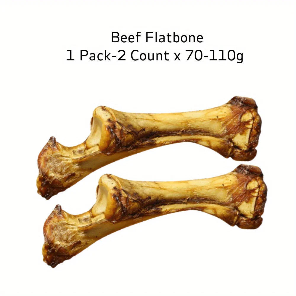 1/2 Pack-2/4 Count x 70-110g Beef Flatbone, Natural Ingredients, Natural Dog Treats, Healthy, Easily Digestible