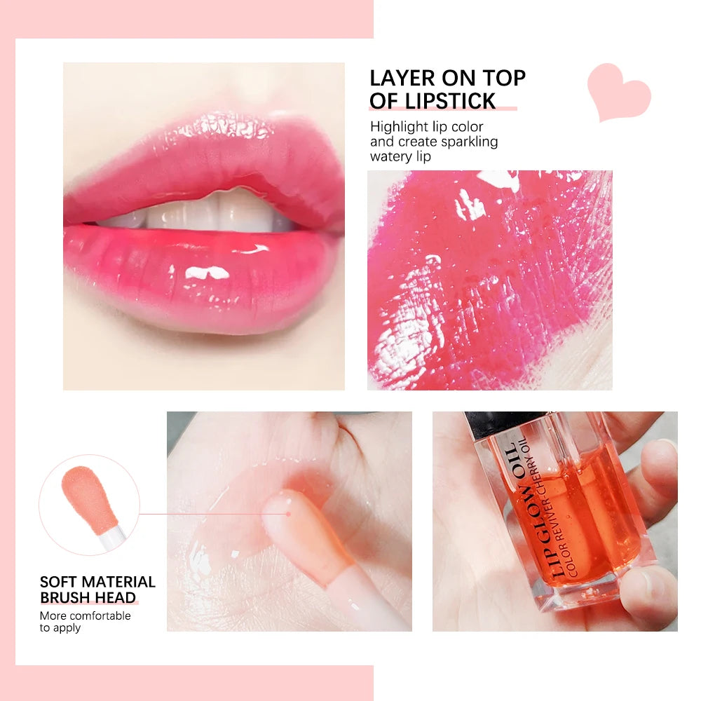 Crystal Jelly Moisturizing Lip Oil Plumping Lip Gloss Makeup Sexy Plump Lip Glow Oil Tinted Lip Plumper
