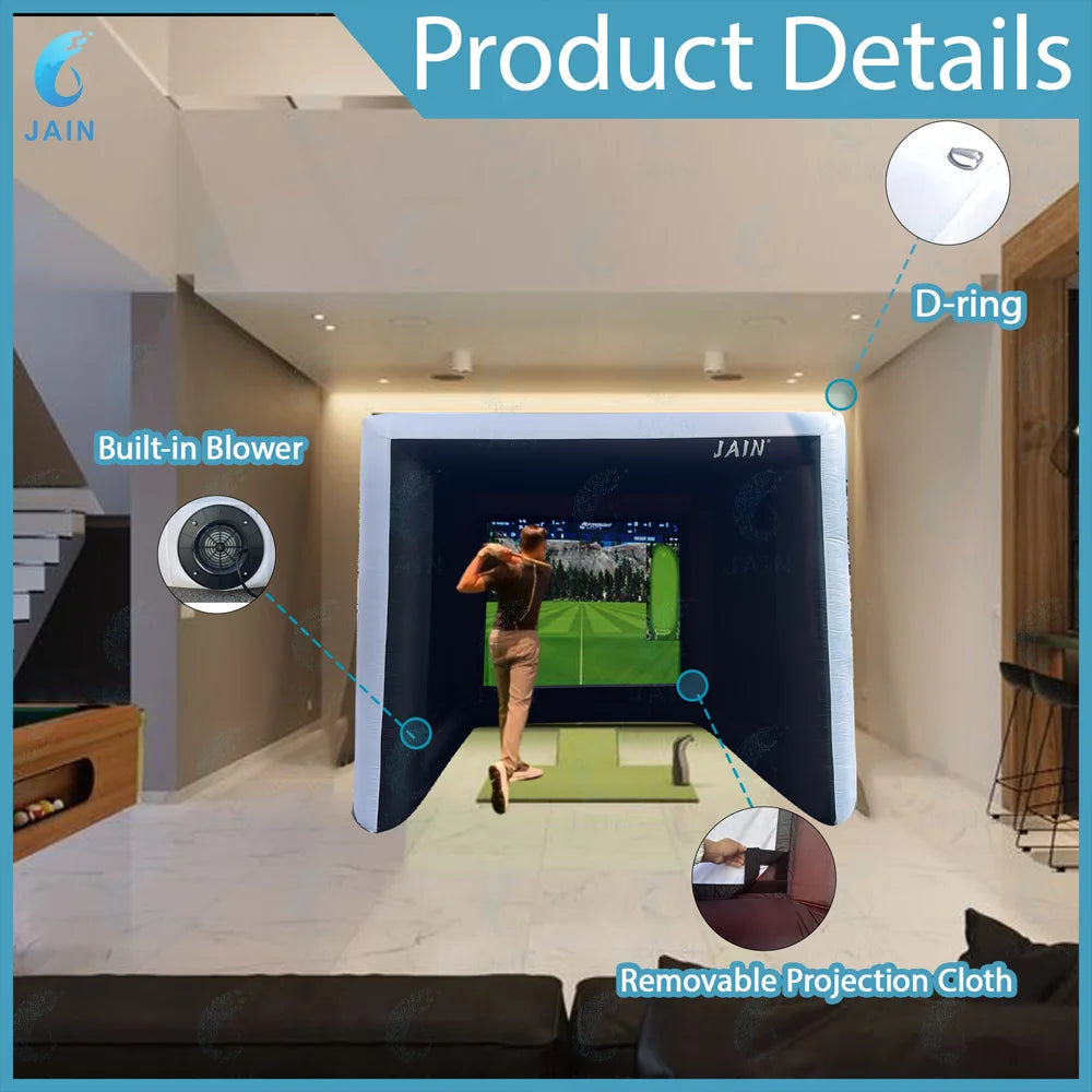 Inflatable Golf Simulator Enclosure with Built-in Fan (Oxford Cloth, Indoor Use)