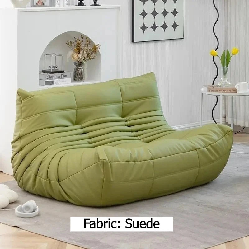 Double Caterpillar Suede Sofa Small Apartment Trendy Bedroom Single Lounging Area Lazy Living Room Tatami Inspired Cozy Design